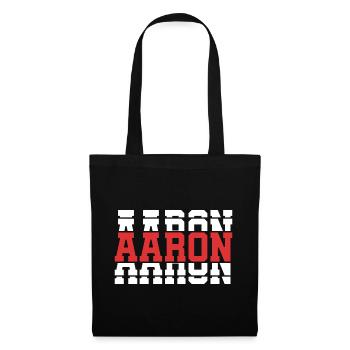 malietta Aaron T-Shirt Geschenkidee gestapelter Text - Stoffbeutel - Schwarz - Vorne