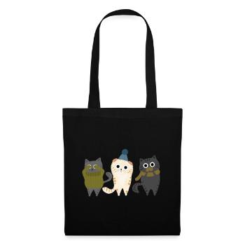 Trois chats - Sac en tissu - noir - Devant