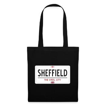 Ortsschild Sheffield - Stoffbeutel - Schwarz - Vorne