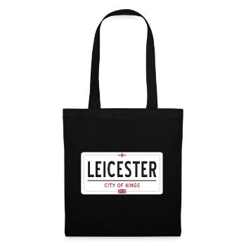 Ortsschild von Leicester - Stoffbeutel - Schwarz - Vorne