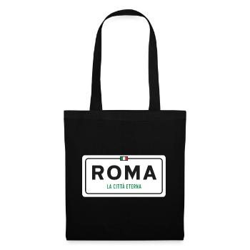 Rom Ortsschild - Stoffbeutel - Schwarz - Vorne