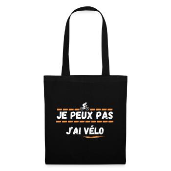 Je peux pas j'ai vélo - Sac en tissu - noir - Devant