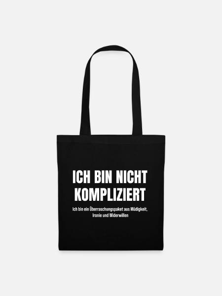 Ironisch, müde, genervt – trotzdem charmant - Stoffbeutel - Schwarz