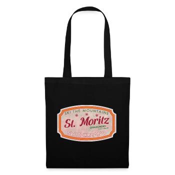 St Moritz Mountain Ski Label - Tote Bag - black - Front
