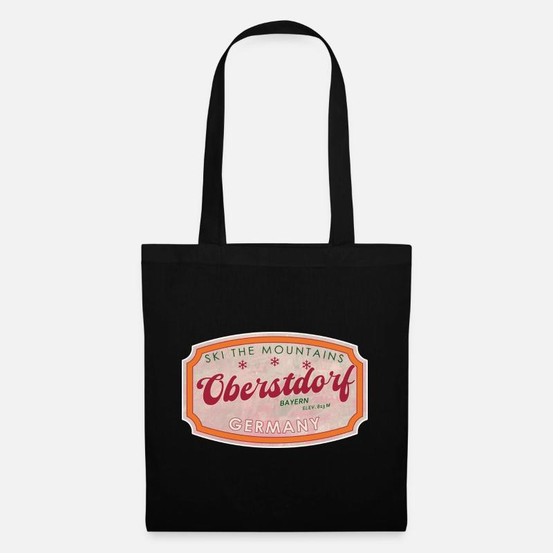Oberstdorf Bavaria Retro Ski Label - Tote Bag - black