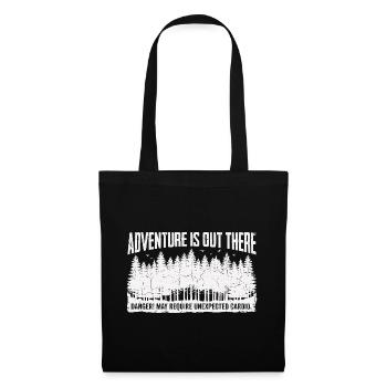Adventure is out there – Cardio Humor Spruch - Stoffbeutel - Schwarz - Vorne