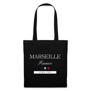 Marseille Frankreich Souvenir Reise minimalistisch - Stoffbeutel - Schwarz - Vorne