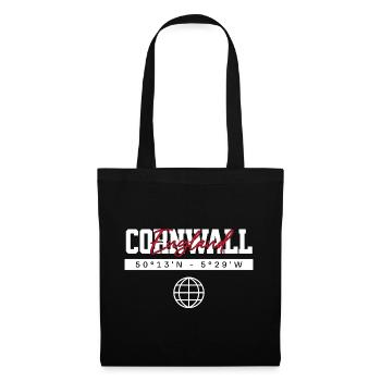 Cornwall England Koordinaten Reise Souvenir - Stoffbeutel - Schwarz - Vorne
