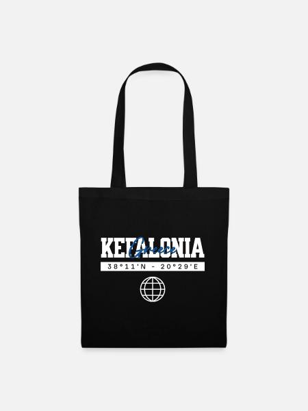 Kefalonia Griechenland Koordinaten Reise Souvenir - Stoffbeutel - Schwarz