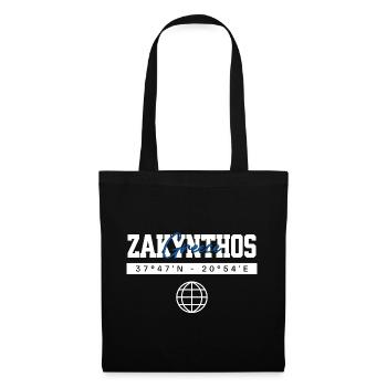 Zakynthos Griechenland Koordinaten Reise Souvenir - Stoffbeutel - Schwarz - Vorne