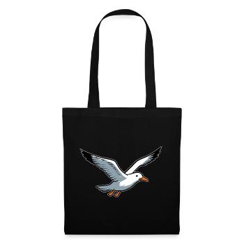fliegende Möwe - Stoffbeutel - Schwarz - Vorne