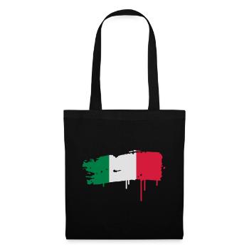 gepinselte Flagge Italiens mit einem Pinselstrich - Stoffbeutel - Schwarz - Vorne
