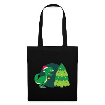 T-Rex hasst Weihnachten - Stoffbeutel - Schwarz - Vorne