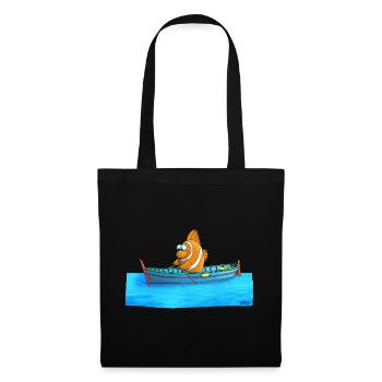 Poisson clown drôle - Sac en tissu - noir - Devant