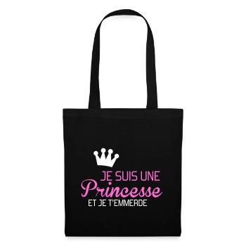 je suis une princesse et je t'emmerde - Sac en tissu - noir - Devant