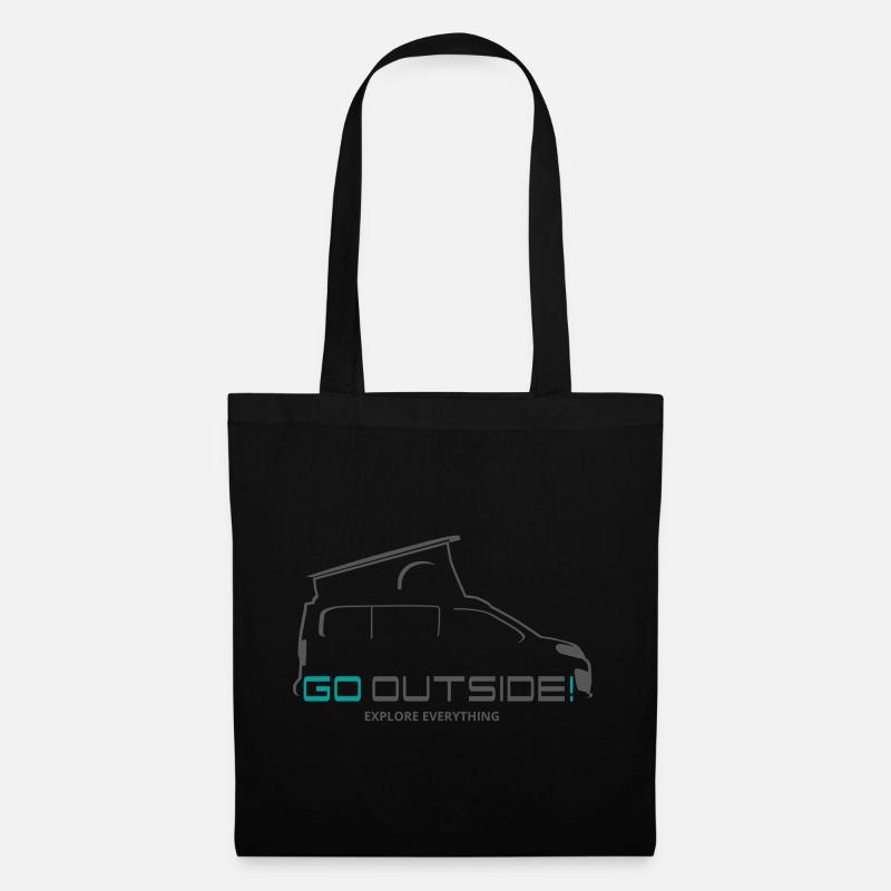 Camper Geschenk - Go Outside / Explore Everything - Stoffbeutel - Schwarz