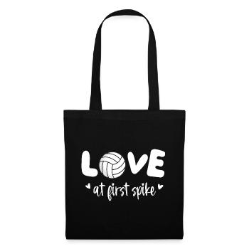 Love at First Spike Funny Volleyball - Tote Bag - black - Front