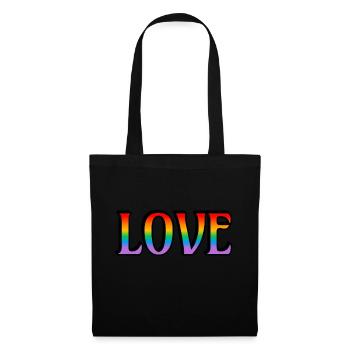 Amour arc-en-ciel rétro - Sac en tissu - noir - Devant