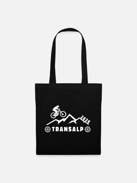 Transalp 2026 mit Fahrrad - Stoffbeutel - Schwarz