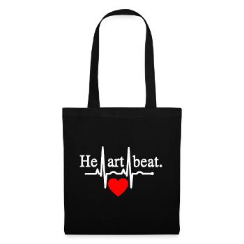 Heartbeat - Weiß Rot - Stoffbeutel - Schwarz - Vorne