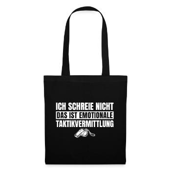 Fußballtrainer Emotionale Taktikvermittlung Spruch - Stoffbeutel - Schwarz - Vorne