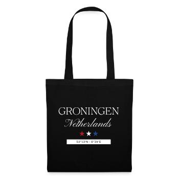 Groningen Niederlande Souvenir – Reise minimalist - Stoffbeutel - Schwarz - Vorne