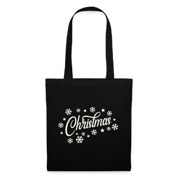 Weihnachtliches Script mit Schneeflocken - Stoffbeutel - Schwarz - Vorne