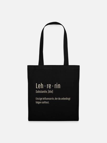 Lehrerin Substantiv Influencerin Lustig Geschenk - Stoffbeutel - Schwarz