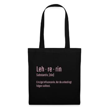 Lehrerin Substantiv Influencerin Lustig Geschenk - Stoffbeutel - Schwarz - Vorne