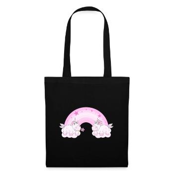 Licornes sur les nuages enamoured l'arc en ciel - Sac en tissu - noir - Devant
