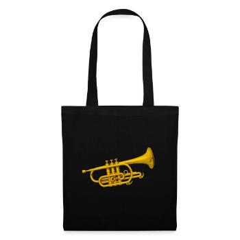 Trompete, Trumpet, Musik, Musikinstrument - Stoffbeutel - Schwarz - Vorne