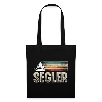 Segeln Segler Segelboot Retro Vintage - Stoffbeutel - Schwarz - Vorne