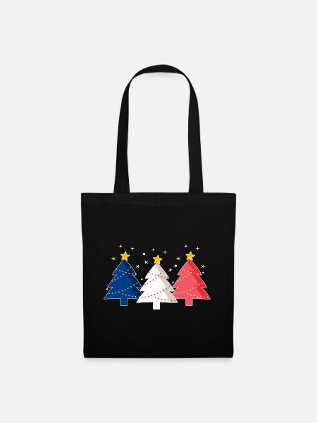 Joyeux Noël Weihnachtsbäume Frankreich Flagge - Stoffbeutel - Schwarz