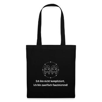 T-Shirt Sternzeichen Zwillinge Astrologie Horoskop - Stoffbeutel - Schwarz - Vorne