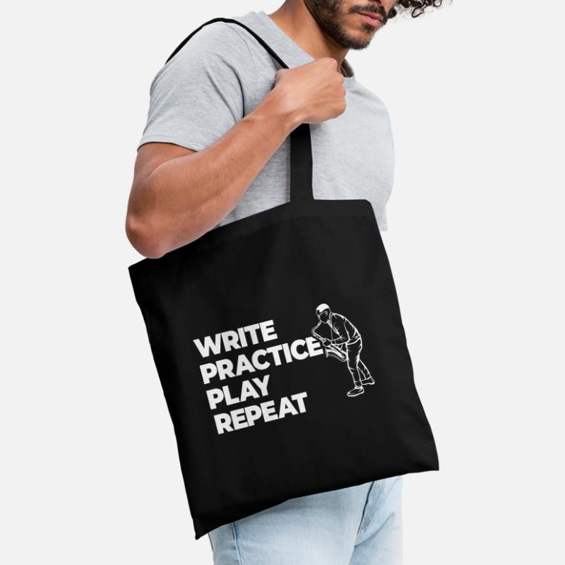Writing, practicing, playing, repeating Tote Bag