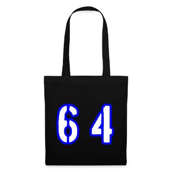 64 Zahl Symbol - Stoffbeutel - Schwarz - Vorne