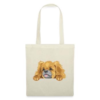 Lugpender Pekinese Hund - Stoffbeutel - Natur - Vorne