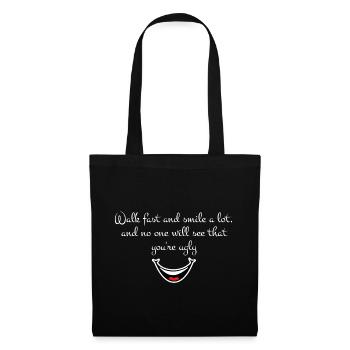Citation sarcastique amusante – Marchez vite et souriez - Sac en tissu - noir - Devant