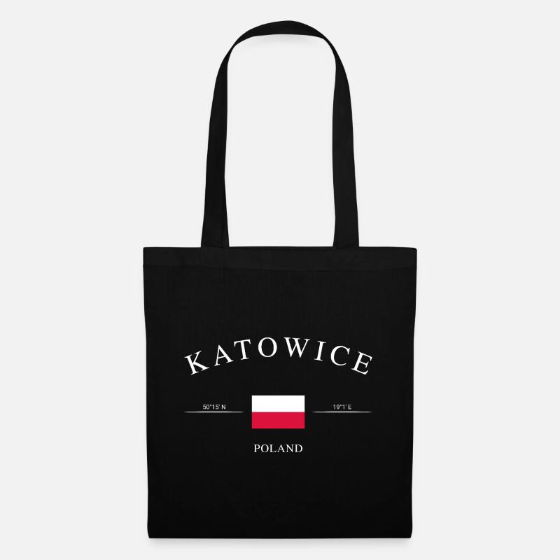 Katowice Polen – Urlaub Souvenir & Geschenk - Stoffbeutel - Schwarz