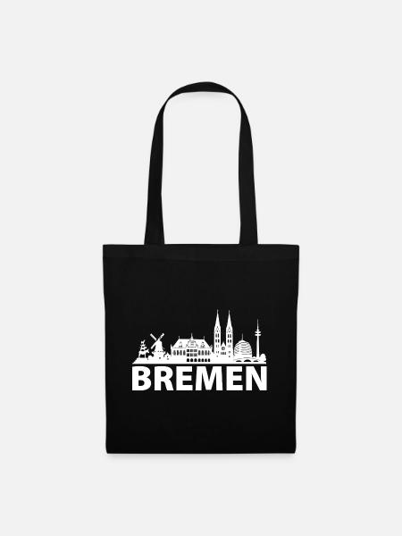BREMEN Skyline weiss - Stoffbeutel - Schwarz