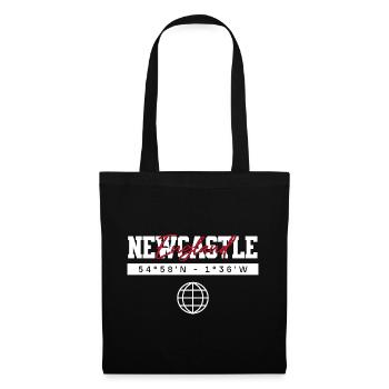 Newcastle England Koordinaten Reise Souvenir - Stoffbeutel - Schwarz - Vorne