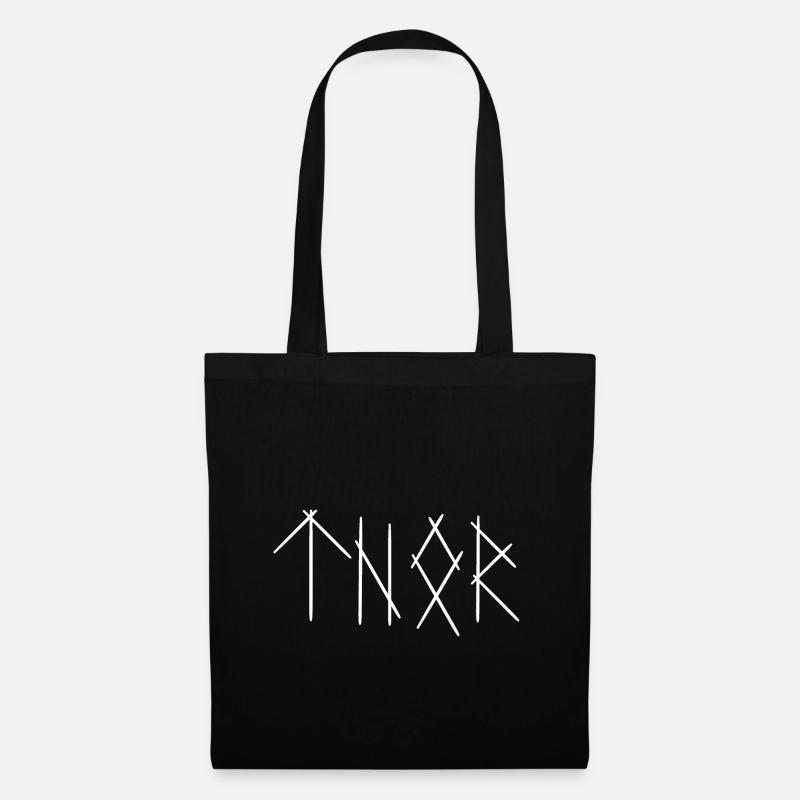 Runen Thor Wikinger Mythologie Kult Geschenkidee - Stoffbeutel - Schwarz