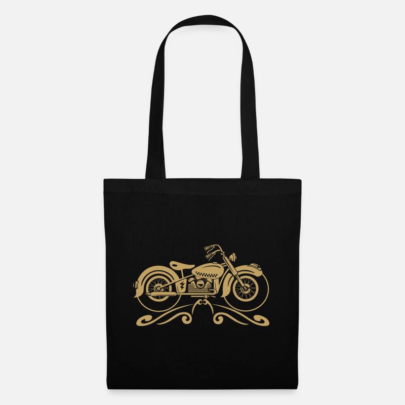 Vintage-Motorrad mit Filigran - Stoffbeutel - Schwarz