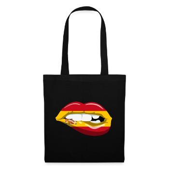 Spain Flag Lips Spanish Flag Mouth - Tote Bag - black - Front