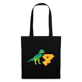4th Birthday Boys Kids Tyrannosaurus Rex Dino - Tote Bag - black - Front