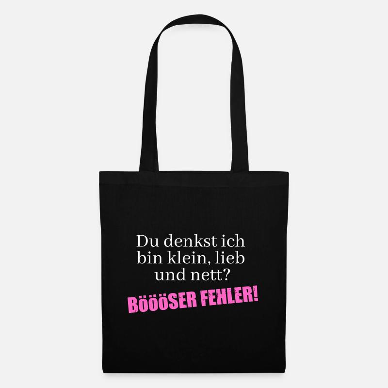 Du denkst ich bin klein, lieb und nett - Stoffbeutel - Schwarz