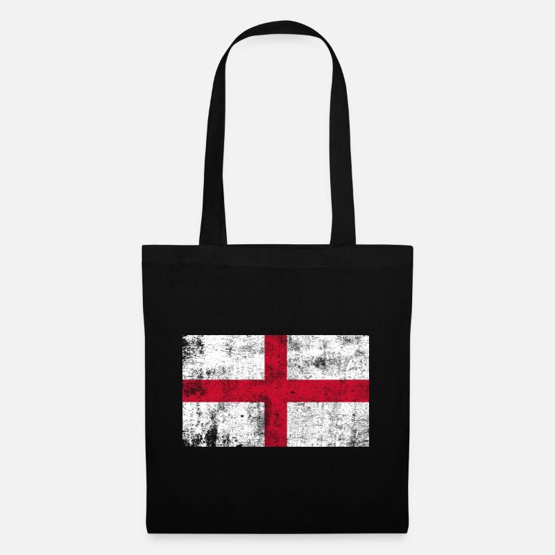 Drapeau de l’Angleterre Drapeau Grunge Retro Vintage - Sac en tissu - noir