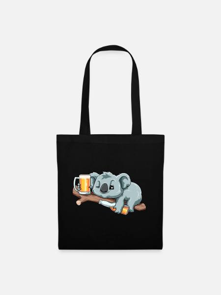 Lustiger Koala trinkt Bier - Stoffbeutel - Schwarz
