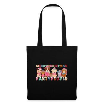 Frohe Weihnachten Partypeople Hunde Geschenk - Stoffbeutel - Schwarz - Vorne