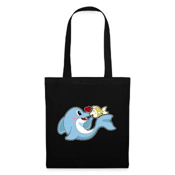 Dauphin Love Fish - Sac en tissu - noir - Devant